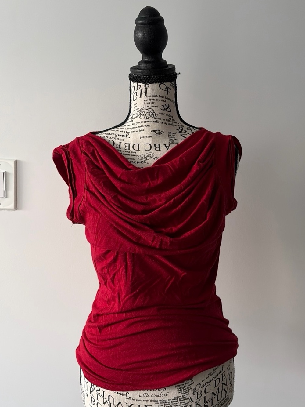 Grace Red Draped Cowl Neck Sleeveless Camisole